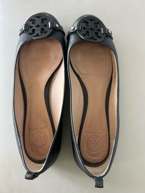 Tory Burch Black Logo Ballet Flats